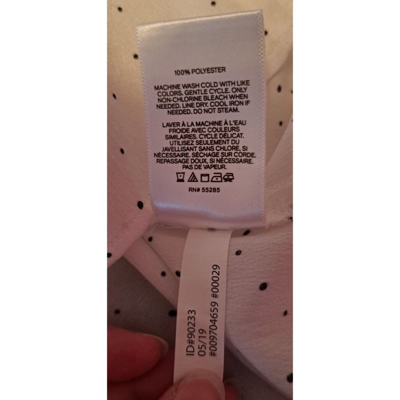 EXPRESS Slim Fit Portofino Blouse White with Black Polka Dot Button Accents Sz S - Picture 11 of 11